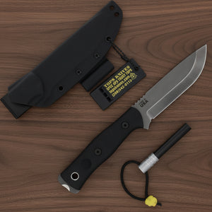 TOPS Knives BROS-154-BLK10 Fieldcraft by Brothers of Bushcraft 154cm, Stainless