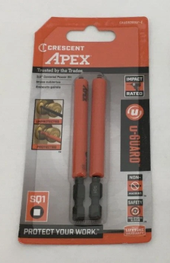 Crescent CAUGB3BSQ1-2 Vortex U-Guard 3.5" SQ1 Impact Power Bits, 2PK