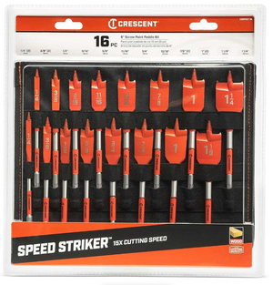 Crescent CDSPSET-16 16PC Screw Point Paddle Drill Bit Set, 6"