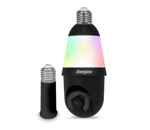 Energizer EOP1-1005-BLK Smart 5GHz 2K Quad HD WiFi 1000 Lumens Light Bulb P/T Security Camera, Black
