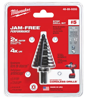 Milwaukee 48-89-9205 1/4 in. - 1-3/8 in. #5 Black Oxide Step Drill Bit