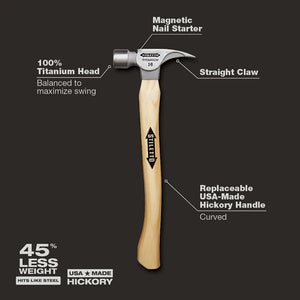 Stiletto TI16MC 16oz Milled/Curved Hickory Hammer