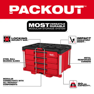 Milwaukee 48-22-9493 Hand Tool Set with PACKOUT 4 Drawer Tool Box (64-Piece)