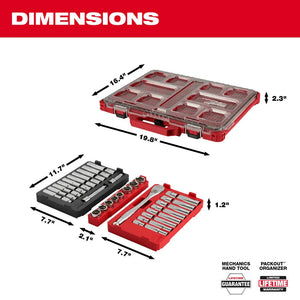 Milwaukee 48-22-9487T 47PC 1/2" Drive SAE & Metric Ratchet/Socket PACKOUT Trays