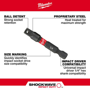 Milwaukee 48-32-5030 SHOCKWAVE 1/4" Impact Socket Adapter