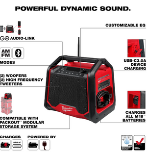 Milwaukee 2956-20 M18 BLUETOOTH® JOBSITE RADIO + CHARGER