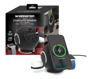 Monster MWS8-1010-BLK 10-in-1 Charging Sphere, Compatible with iPhone, Apple