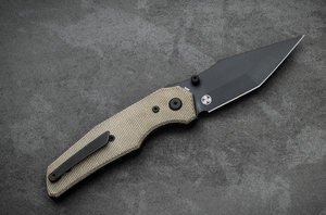 Chaves Knives OMEGASTREET Omega Street Liner Lock Black Blade w/ Green Micarta
