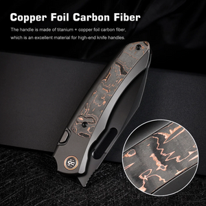 Remette ORCATB RT-Orca Knife, Titanium + Copper Foil Carbon Fiber, M390, Fine