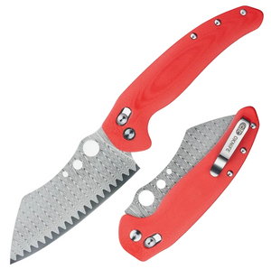 Oknife Sentry R1 Damascus Red Folding Chef Knife 4.61'' Steel Blade, with G10 Handle