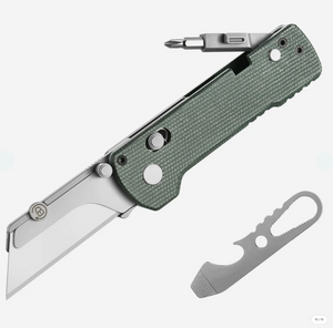 Oknife U1 Pro (Green Micarta) Multitool Folding Utility Knife with Folding Screwdriver