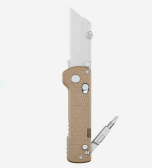 Oknife U1 Pro (PEEK) Utility Knife with Folding Screwdriver, Quick Change Blade, Desert Brown