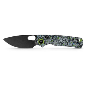 Vosteed Porcupine Top Liner Lock Knife Black Doodle Monster G-10 (3" Black SW)