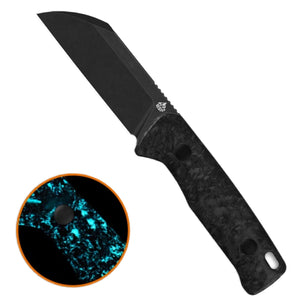 QSP Baby Penguin Fixed Blade Knife Blue Glow-In-The-Dark CF (2.5" Black SW)