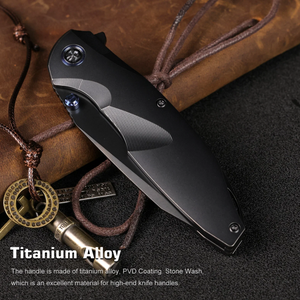 Remette RTCL-T4 RT-Cool Whale Knife, Titanium, M390, Titanium Plating + Stone