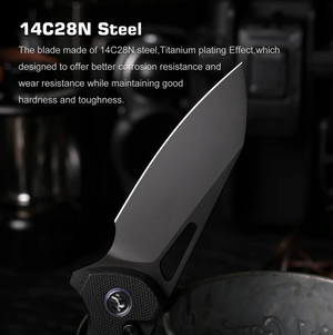 Remette RTCMLA RT-Camel Knife, G10, 14C28N, Titanium Plating