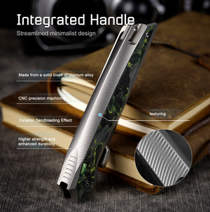 Remette RT ONEA4 RT-ONE Knife, Titanium + Carbon Fiber, M390, Fine Grinding