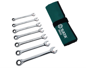 SATA ST08020 7-Piece SAE Double Ratcheting Wrench Set