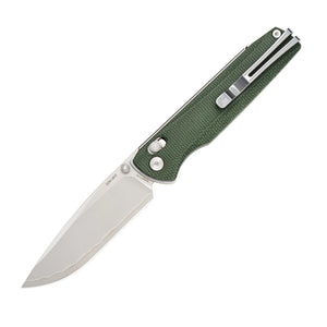 SRM Knives Terrier 258L-MG2 AMBI Lock Knife Green Micarta (3.5" Laminated 140Cr)