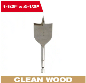 Milwaukee 48-27-0017 1-1/2" x 4.5" Flat Boring Bit