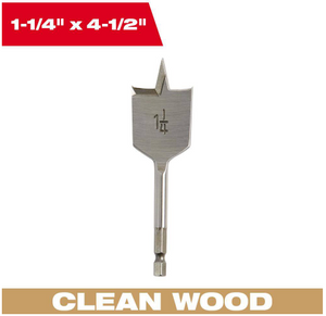 Milwaukee 48-27-0015 1-1/4" x 4.5" Flat Boring Bit