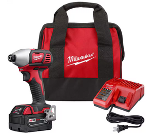 Milwaukee 2656-21P M18 1/4" Hex Impact Driver Kit, 3.0Ah Battery, Charger & Bag