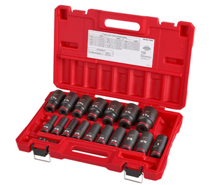Milwaukee 49-66-7093 18PC SHOCKWAVE 1/2" Drive SAE Deep Well 6pt Impact Sockets