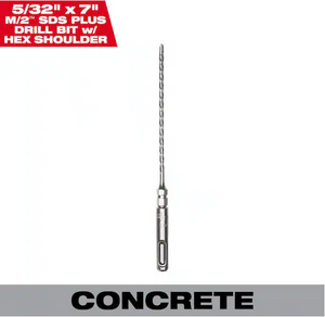 Milwaukee 48-20-8291 5/32" x 7" 2C SDS-PLUS Drill Bit with 1/4 in. Hex Shoulder