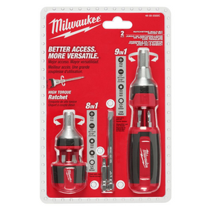 Milwaukee 48-22-2322C 9in1 Square Drive Ratcheting + 8in1 Compact Screwdrivers