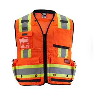 Milwaukee 48-73-5166 L/XL Class 2 Surveyor's High Vis Orange Safety Vest