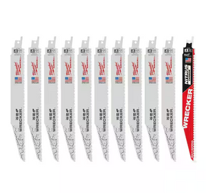Milwaukee 48-00-1706T 10PC 9" 7/11 TPI WRECKER Demo SAWZALL Blades w/ Carbide