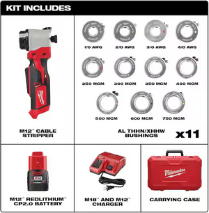 Milwaukee 2435AL-21 M12 Cable Stripper Kit for Al THHN / XHHW 2435AL-21