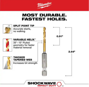 Milwaukee 48-89-4655 SHOCKWAVE 1/8 in. Titanium Twist Drill Bit (5-Pack)