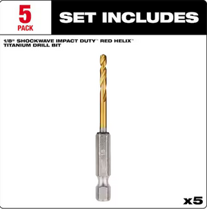 Milwaukee 48-89-4655 SHOCKWAVE 1/8 in. Titanium Twist Drill Bit (5-Pack)