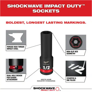 Milwaukee 49-66-4485 SHOCKWAVE Impact Duty 1/2 in. Deep Well Socket Set (3-Pack)