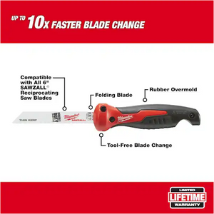 Milwaukee 48-22-0305 Folding Jab Saw w/6" 18 TPI SAWZALL Reciprocating Saw Blade