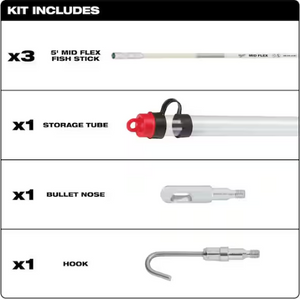 Milwaukee 48-22-4152 15 ft. Mid Flex Fiberglass Fish Stick Kit with Accessories