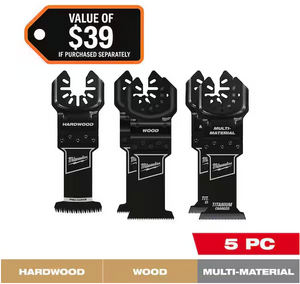 Milwaukee 49-25-1140W OPEN-LOK Oscillating Blade Set w/ Hardwood Blade 5PC