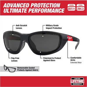 Milwaukee 48-73-2345 Polarized Safety Glasses w/ Tinted Fog-Free Lenses