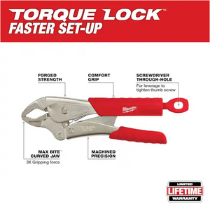 Milwaukee 48-22-3710 10" Gripped Curved Jaw Locking Pliers w/ MaxBite (Open Box)