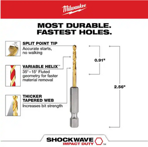 Milwaukee 48-89-4604 SHOCKWAVE 7/64 in. Titanium Twist Drill Bit
