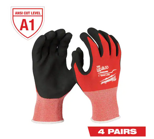 Milwaukee 48-22-8917 4PC XL Red Nitrile Lvl1 Cut Resist Work Gloves (48-22-8903)