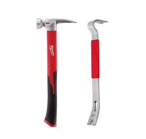 Milwaukee 48-22-9316B 19 oz. Smooth Face Poly/Fiber Hammer & 15" Pry Bar Combo