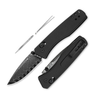 Kizer Aegis Clutch Lock Knife Black G-10 (2.8" Damascus)