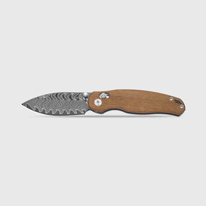 Kizer Phoca CD Clutch Lock Knife Mkuruti Wood (3" Damascus)