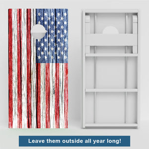 Rustic Wood American Flag Weather Proof Cornhole Boards