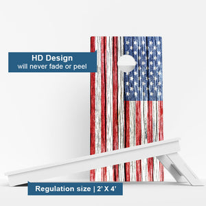 Rustic Wood American Flag Weather Proof Cornhole Boards