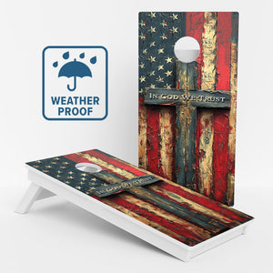 Weather Proof American Flag Cross Cornhole Boards