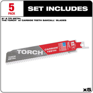 Milwaukee 48-00-5501 5PC 6" 8TPI The TORCH with CARBIDE TEETH