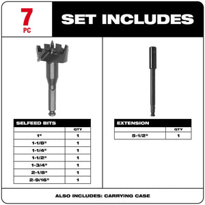 Milwaukee 49-22-0130 Selfeed High-Speed Steel Wood Boring Bit Set (7-Piece)